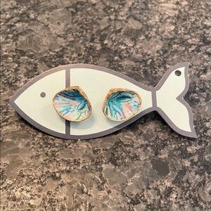 Hand painted shell earrings